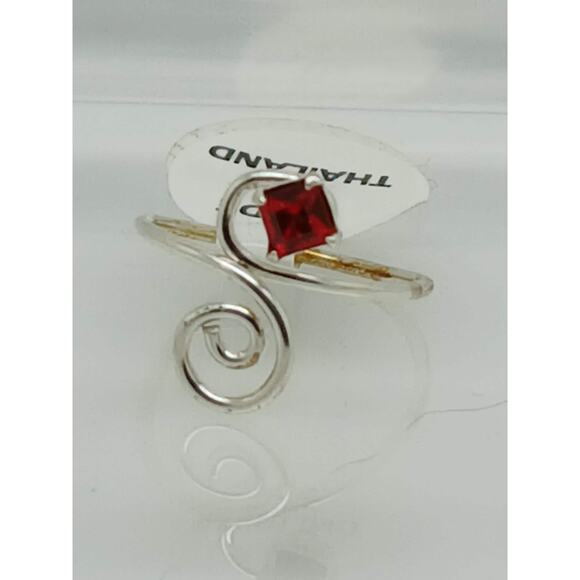 Sexy Ruby Red Crystal Rhinestone Toe Ring Adjustable Size  Sterling Silver NEW - Picture 3 of 8
